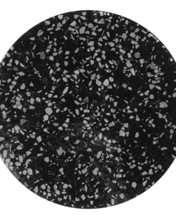 Cirkel   35   Cm    Sort   Med   Hvid   Terrazzo   Magnetisk   Glastavle