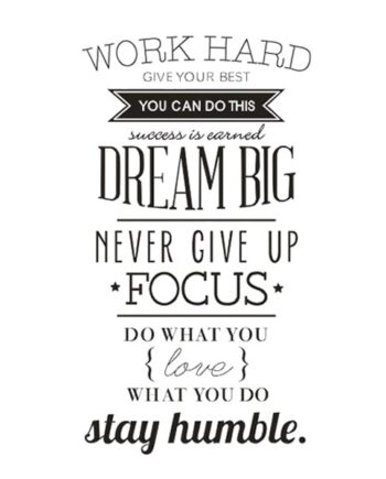 Stor   Citat   Wallsticker    Work   Hard    Dream   Big    Stay   Humble    200x120cm