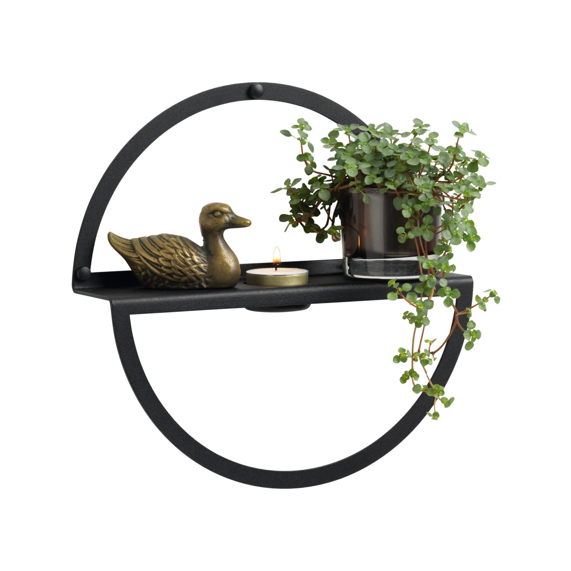 25   Cm    Cirkel   Fyrfadsstage   Hylde    Sort   Metal