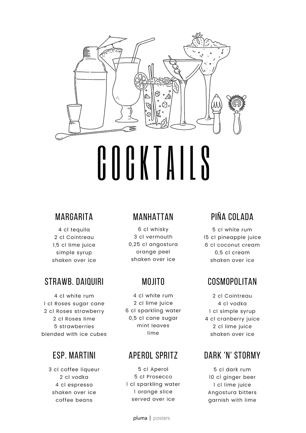 Cocktails   Af   Pluma   Posters