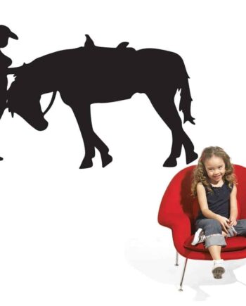 Cowboypige   Med   Sin   Hest   Wallsticker