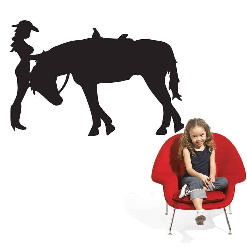 Cowboypige Med Sin Hest Wallsticker
