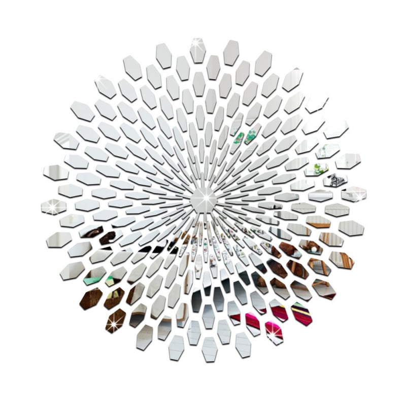 3d   Spejl   Wallsticker   Solform     Akryl   Vægdekoration   I   Moderne   Design    225   Stk    Silver