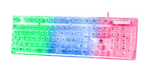 Deltaco   Dk250   Membran   Tastatur   Transparent   Regnbue   Led   Geekd   Dk