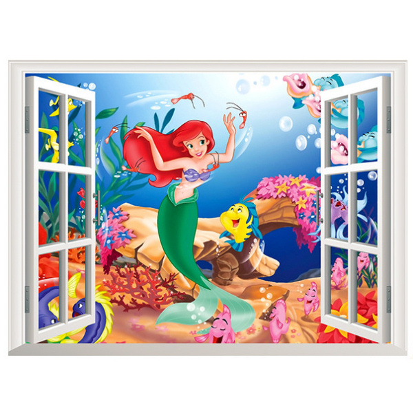 Den Lille Havfrue Wallsticker Vindue 60x45cm