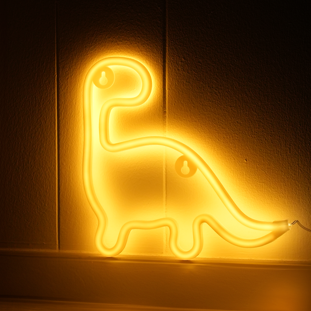 Dino   Neon   Led   Lampe   Varm   Hvid