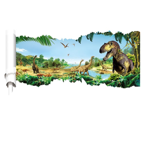 Dinosaurus Wallsticker Revet Hul I Væggen 90x50cm