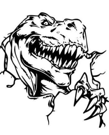 Dinosaurus   Wallsticker    T - Rex   Bryder   Igennem    57x56cm