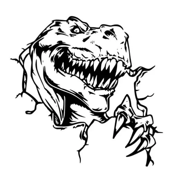 Dinosaurus Wallsticker T - Rex Bryder Igennem 57x56cm