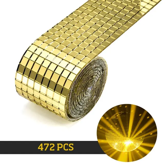 Diy Spejlvæg Selvklæbende Mini - Mosaikfliser I ægte Glas Mål : 4x30cm Gold