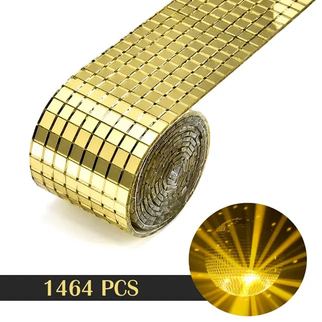 Diy Spejlvæg Selvklæbende Mini - Mosaikfliser I ægte Glas Mål : 4x100cm Gold