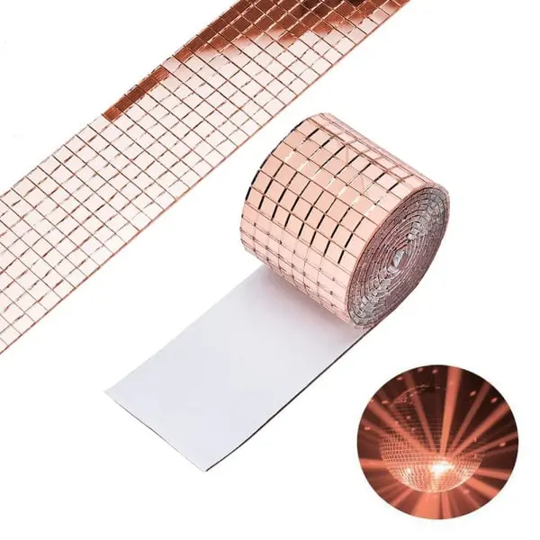 Diy Spejlvæg Selvklæbende Mini - Mosaikfliser I ægte Glas Mål : 4x30cm Rosegold