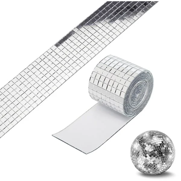Diy Spejlvæg Selvklæbende Mini - Mosaikfliser I ægte Glas Mål : 4x100cm Silver