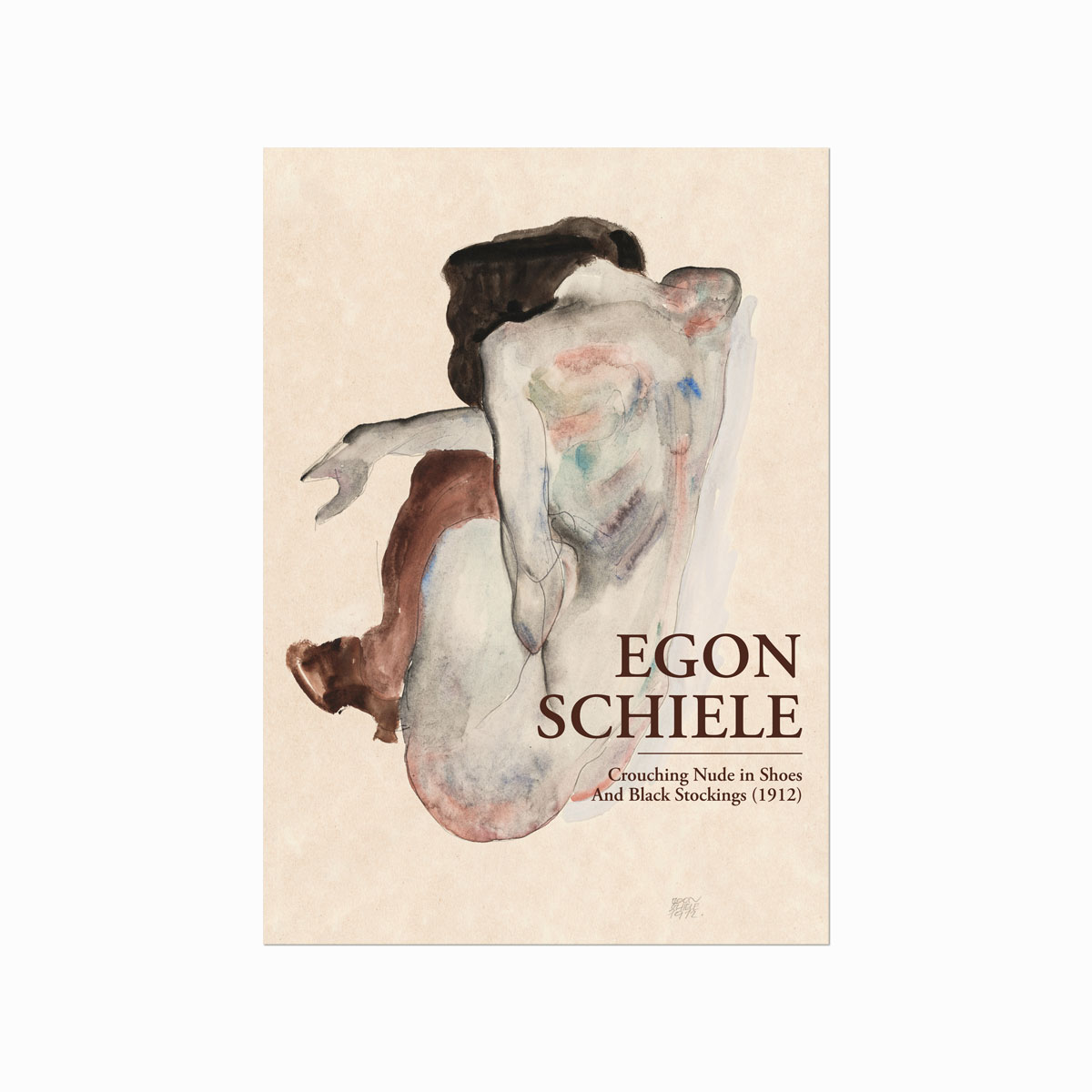 Egon   Schiele    Crouching   Nude   In   Shoes   And   Black   Stockings