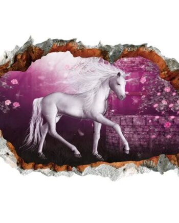 Enhjørning   Wallsticker    Enhjørning   Omgivet   Af   Lyserøde   Roser