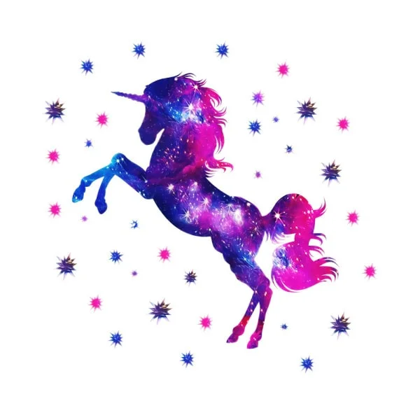 Enhjørning   Wallsticker    Stejlende   Enhjørning   I   Lilla   Nuancer