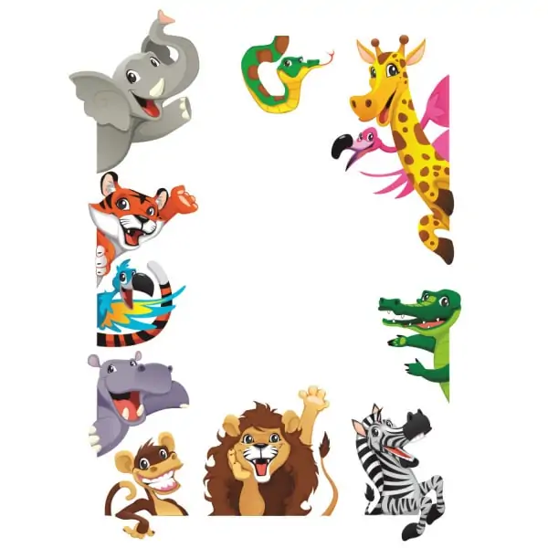 Farverig   Wallsticker   Med   Masser   Af   Søde   Dyr    Der   Kigger   Frem