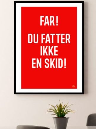 Fatter   Ikke   En   Skid - Plakat   21   X   29        A4    Kr    199  -