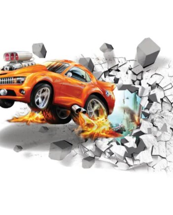 Fed   Racerbil   Wallsticker    Hul   I   Væggen    70x50cm