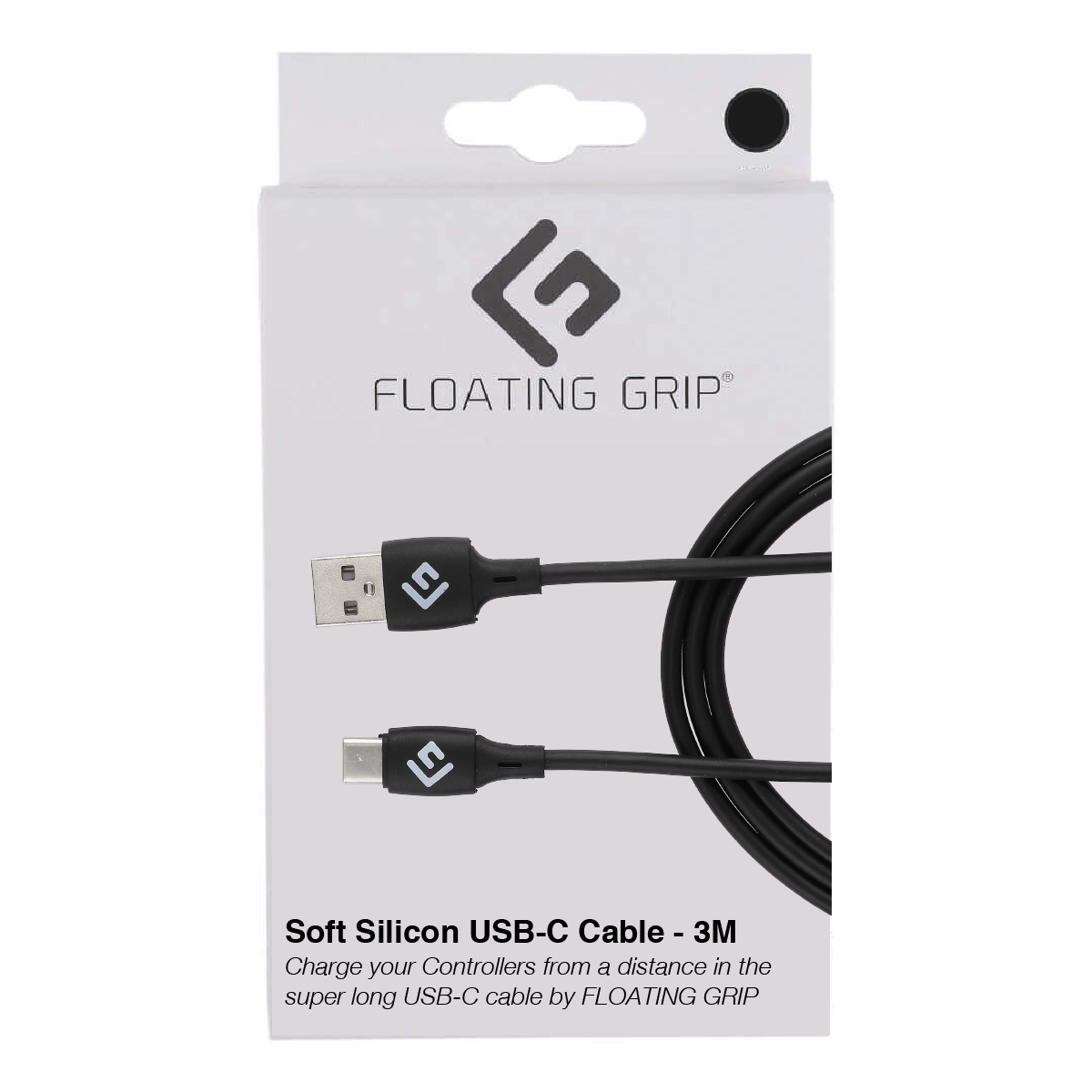Floating   Grip   3m   Silicone   Usb - C   Cable    Sort    Kabler   Geekd   Dk