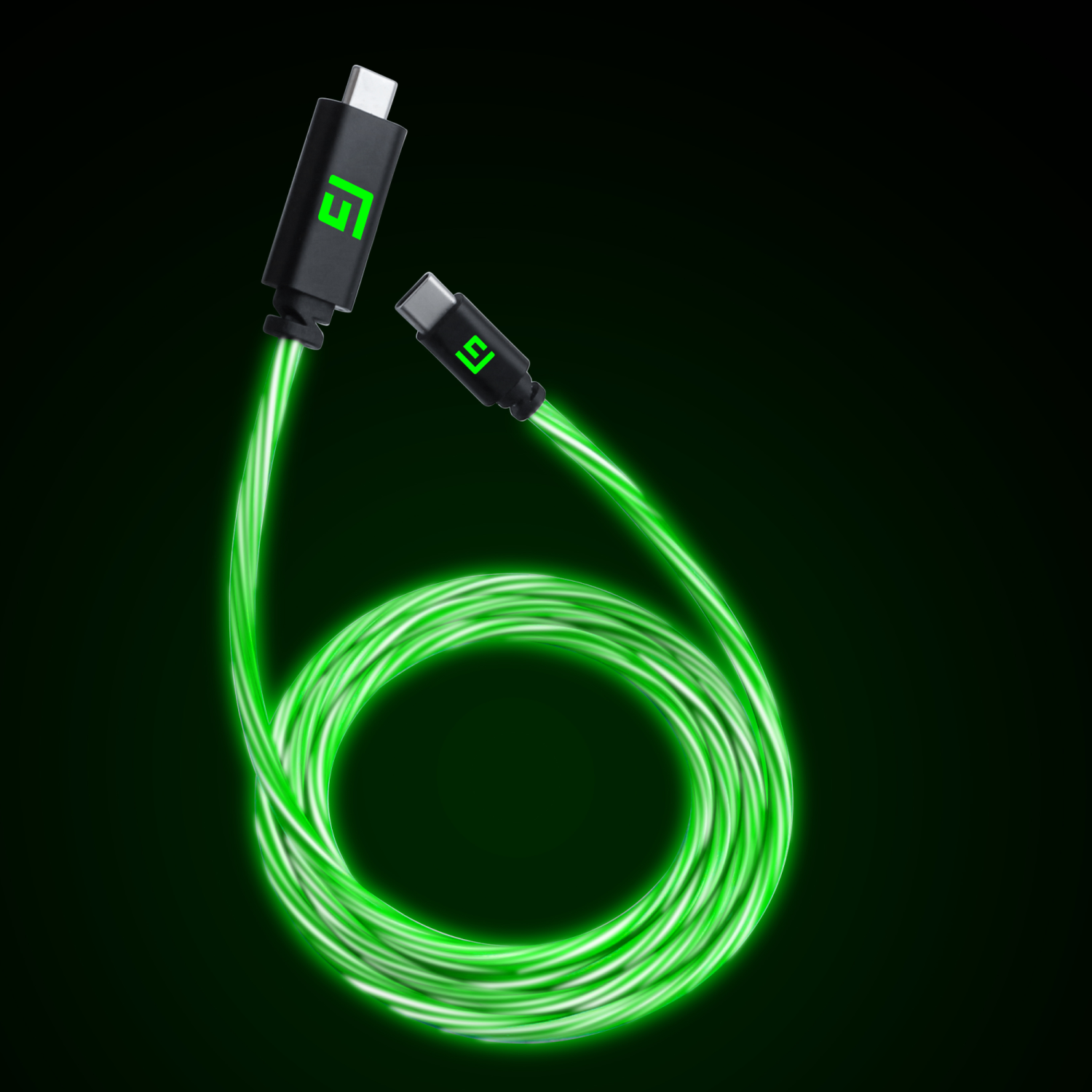 Floating   Grip   3m   Usb - C   Usb - C   Cable   With   Led   Light   Green   Kabler   Geekd   Dk
