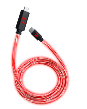 Floating   Grip   3m   Usb - C   Usb - C   Cable   With   Led   Light   Red   Kabler   Geekd   Dk