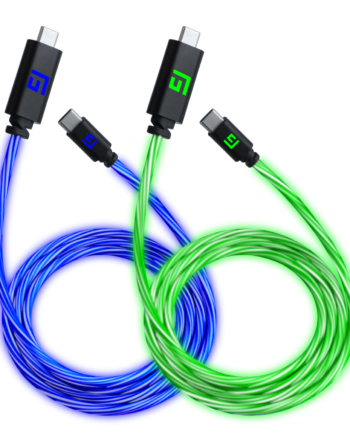 Floating   Grip   2x       5m   Usb - C   Usb - C   Cable   With   Led   Light   Blue   And   Green   Kabler   Geekd   Dk