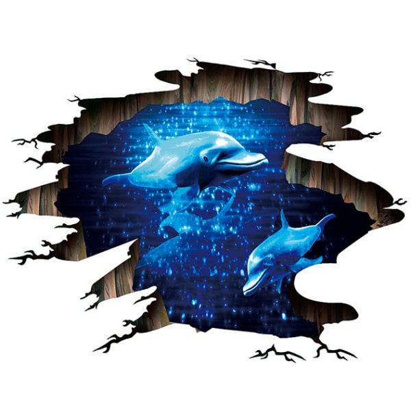Flot   Delfin   Wallsticker     Floorsticker    Til   Væg   Eller   Gulv