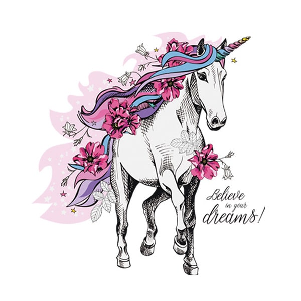 Flot   Enhjørning   Wallsticker    Believe   In   Your   Dreams    48x60cm
