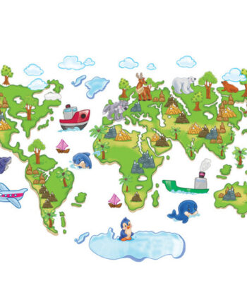 Flot   Og   Lærerig   Wallsticker    Verdenskort   Med   Flotte   Animationer