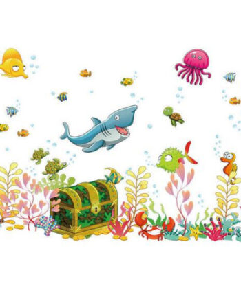 Flot   Og   Sød   Wallsticker   Med   En   Skattekiste   På   Bunden   Af   Havet
