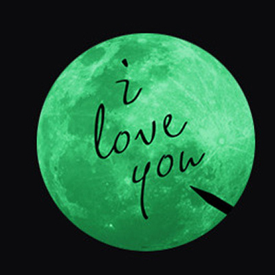 Flot   Selvlysende   Måne   Wallsticker    11   Cm    I   Love   You