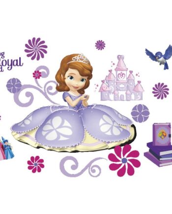 Flot   Wallsticker   Med   En   Prinsesse    Feer    Slot    Fugl    Blomster   Mm