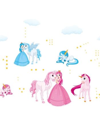 Flot   Wallsticker   Med   Enhjørninger   Og   Prinsesser