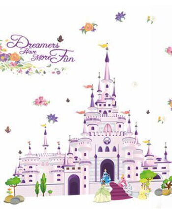Flot   Wallsticker   Med   Et   Stort   Prinsesseslot    100x85cm