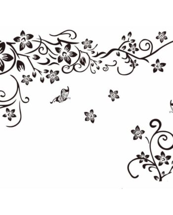 Flot   Wallsticker   Med   Sommerfugle   Og   Blomster    80x130cm