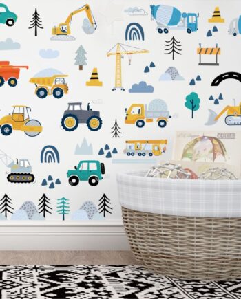 Flot   Wallsticker   Med   Transportmidler   Såsom   Gravkøer    Traktorer    Kranbiler    Lastbiler    Kraner   Mm    90   Stk