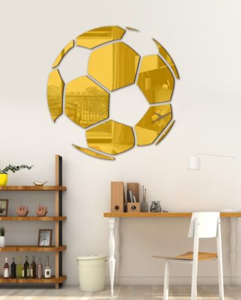 Fodbold   Spejl    Selvklæbende   Akryl   Spejl   Klistermærker    3d   Design    Gold    23cm