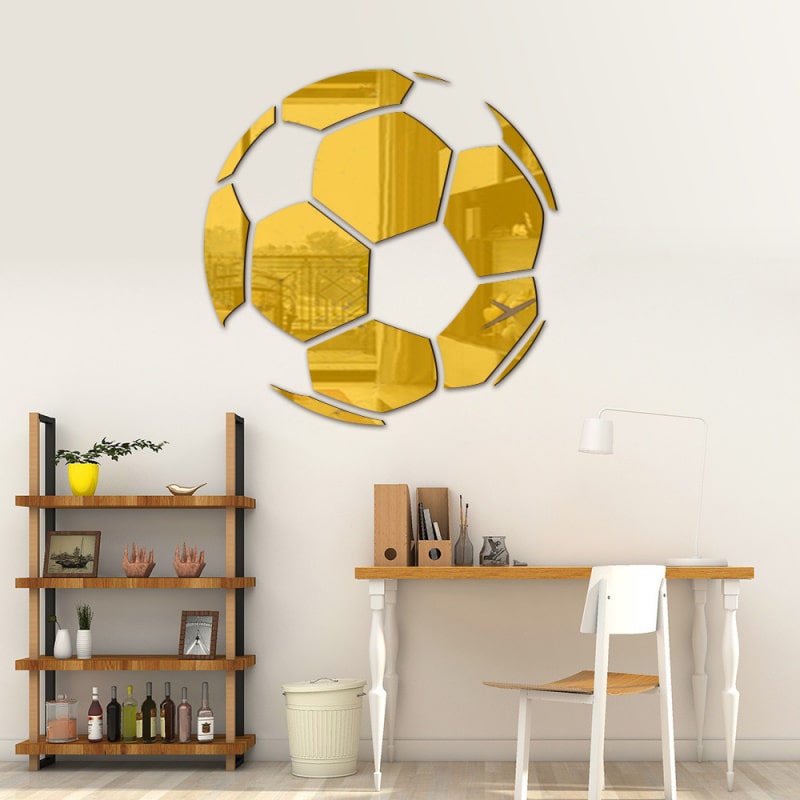 Fodbold Spejl Selvklæbende Akryl Spejl Klistermærker 3d Design Gold 23cm