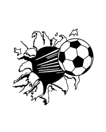 Fodbold   Wallsticker    Fodbold   Der   Flyver   Igennem   Væggen    48x45cm