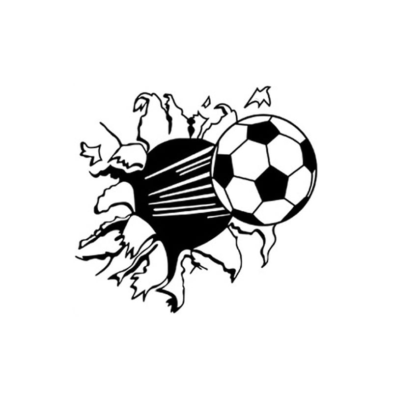 Fodbold Wallsticker Fodbold Der Flyver Igennem Væggen 48x45cm