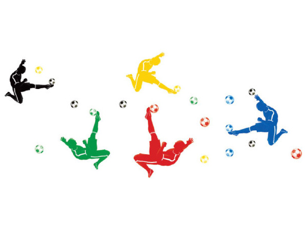 Fodbold   Wallsticker    Saksespark   I   Flotte   Farver    90x60cm