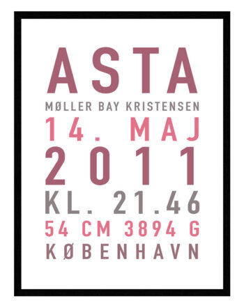 Fødselstavle   Plakat   Til   Pige