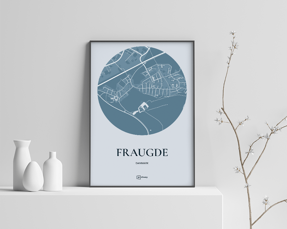 Fraugde Plakaten Rundt Kort Havblå 50 70 Cm B2