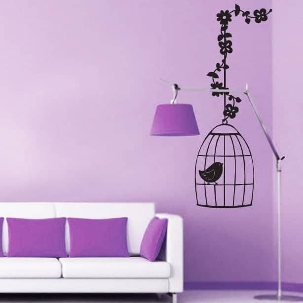Fugl I Bur Wallsticker