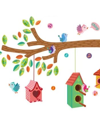 Fuglehus   Wallsticker    Sød   Og   Hyggelig    120x100cm
