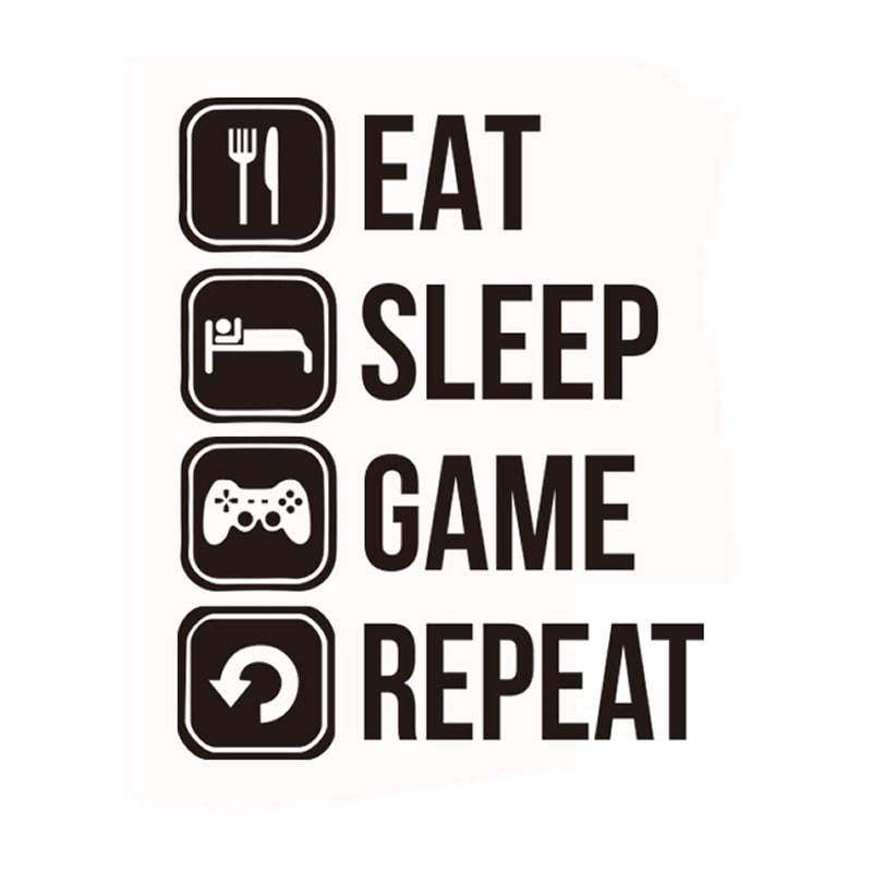 Gamer Wallsticker Eat Sleep Game Repeat 73x58cm