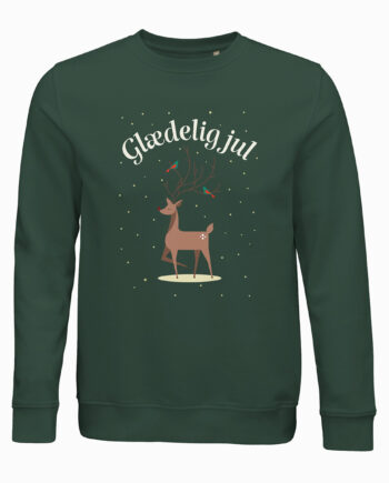 Glædelig   Jul    Rensdyr    Jule   Sweatshirt   Med   Dansk   Tekst    Unisex