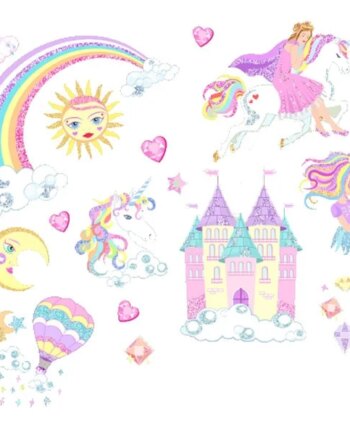 Glitter   Wallsticker   Med   Prinsesser    Enhjørninger    Regnbue   Mm