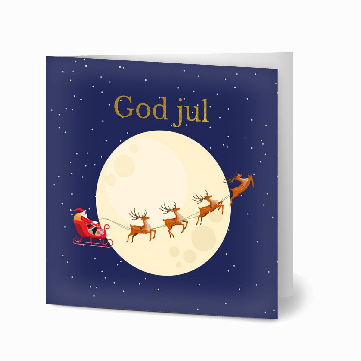God Jul Santas Sleigh Ride Julekort 10 Stk Inkl Premium Kuverter
